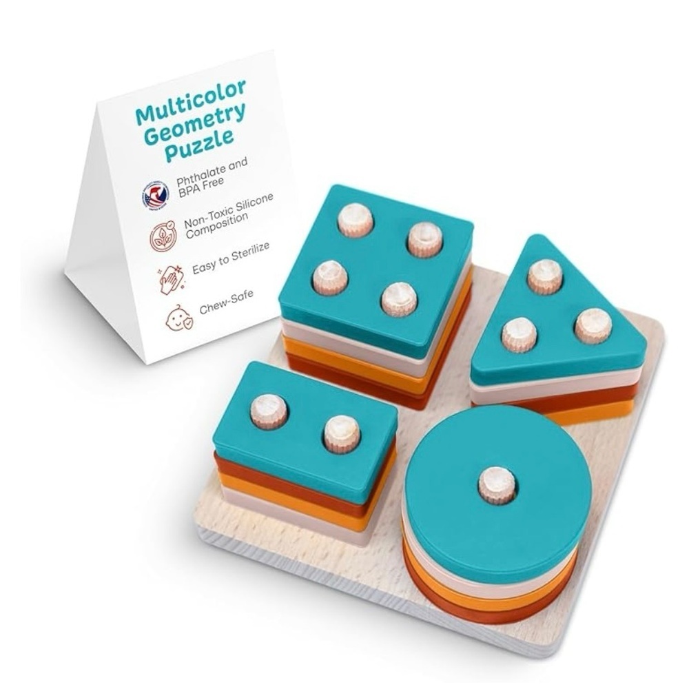 NWT EL BEBE Multicolor Geometry Puzzle for Kids